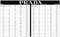 prada cloudbusts size chart